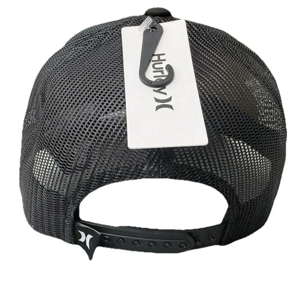 Hurley Men's M Del Mar Trucker Hat All Black Snapback Mesh Back Cap One Size New